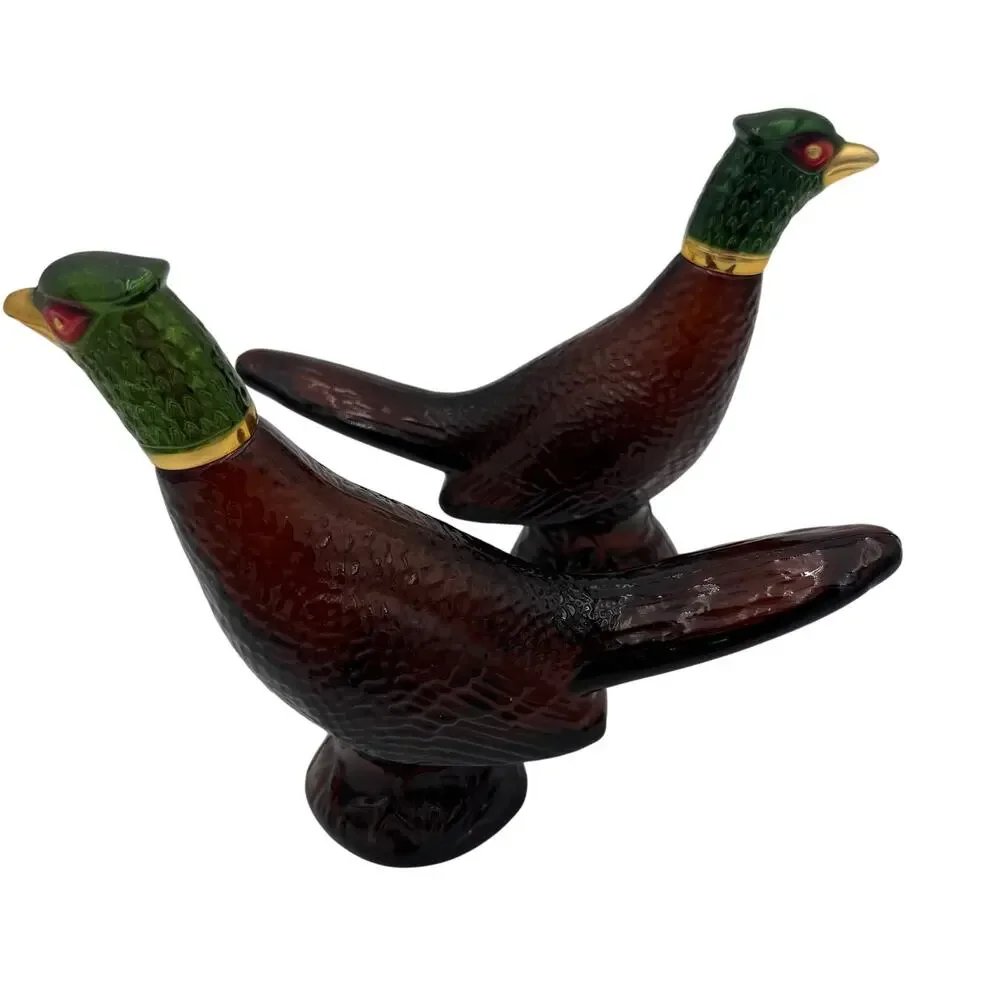 Set of 2 Vintage Avon Pheasant Aftershave Glass Bottles